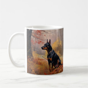 Doberman in Autumn Leaves Fall Inspire Coffee Mug