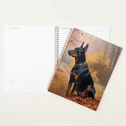 Doberman in Autumn Leaves Fall Inspire  Planner