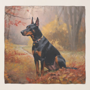 Doberman in Autumn Leaves Fall Inspire  Scarf