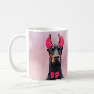Doberman in Devil Costume Coffee Mug