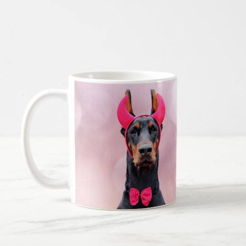 Doberman in Devil Costume Coffee Mug