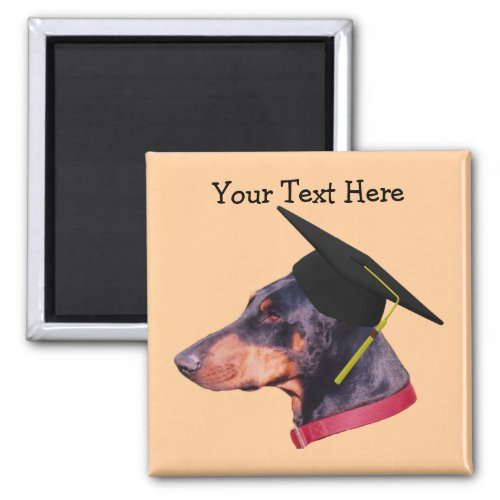 Doberman In Graduation Cap Funny Dog Magnet