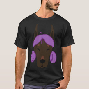 Doberman in Wigs Funny Purple T-Shirt