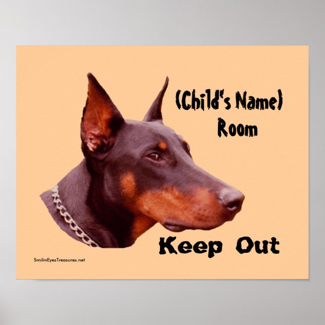 Doberman Keep Out Kids Room Personalized Poster (Front)