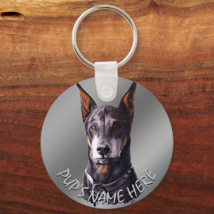 Doberman Key Chain Personalized Dog Art Gifts