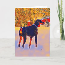 Doberman Late Fall blank greeting card