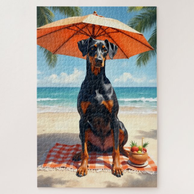 Doberman Luxury Beach Scene Jigsaw Puzzle (Vertical)