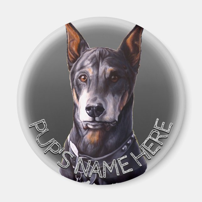 Doberman Magnets Personalized Dog Fridge Magnet (Front)