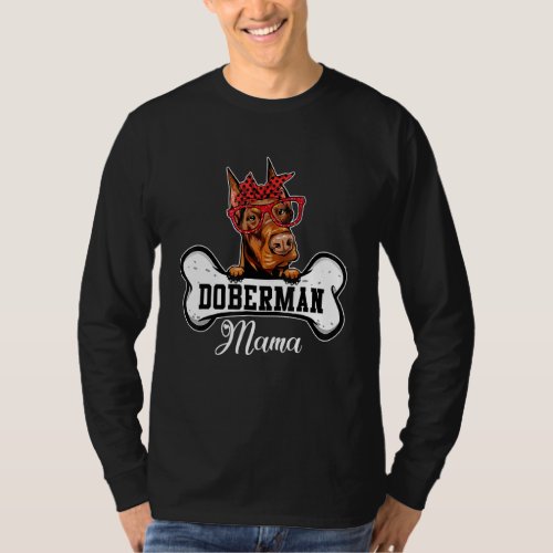 Doberman Mama Costume Dog Bone Mothers Day Dog Mom T_Shirt
