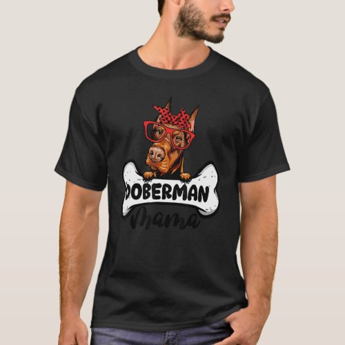 Doberman Mama  Dog Bone Mothers Day Dog Mom T_Shirt