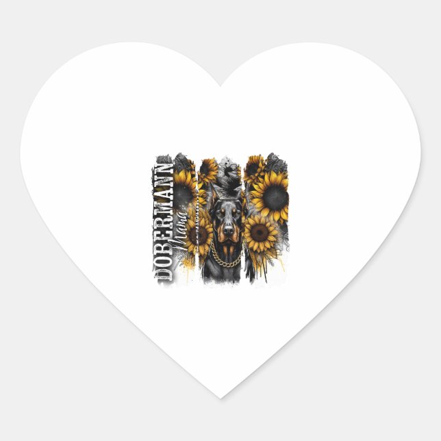 Doberman Mama Heart Sticker (Front)