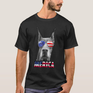 Doberman Merica 4th Of July Dog Wear Sunglass Amer T-Shirt