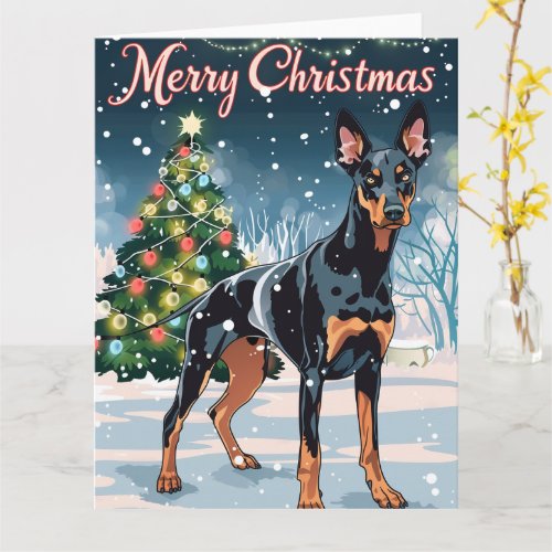 Doberman Merry Christmas Snow Card