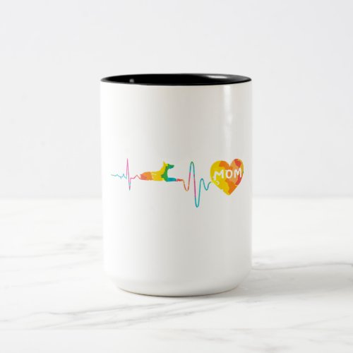 Doberman Mom Heartbeat Mothers Day Two_Tone Coffee Mug
