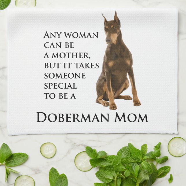 Doberman Mom Kitchen Towel (Folded)