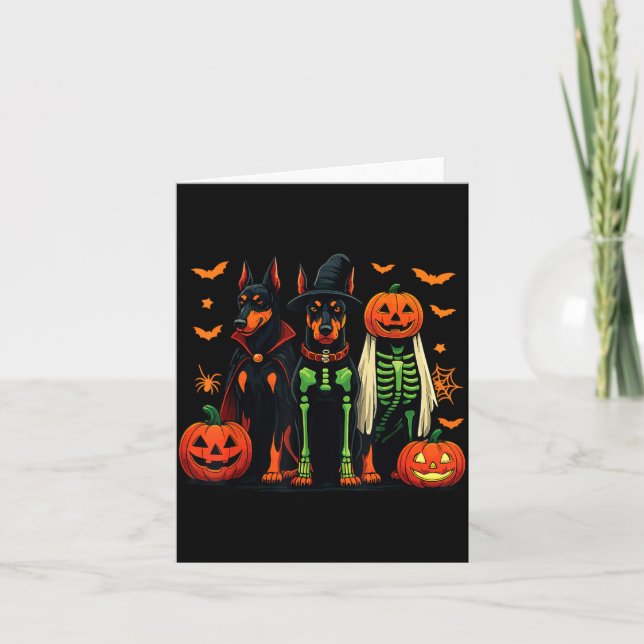 Doberman Mummy Ghost Witch Funny Dog Costume Card (Front)