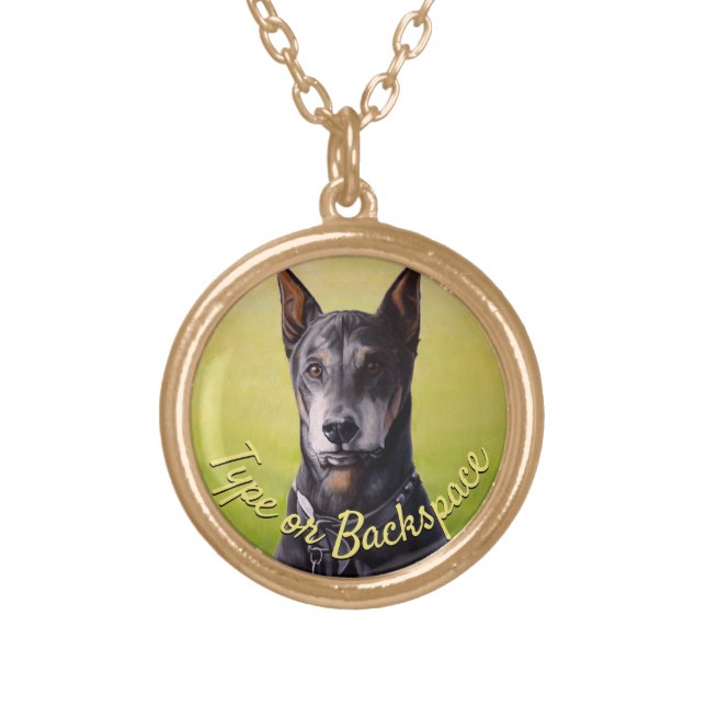 Doberman Necklace Doberman Pinscher Art Jewelry (Front)