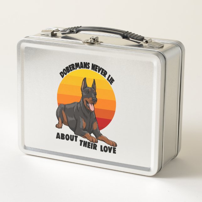Doberman Never Lie About Their Love Metal Lunch Box (Front)