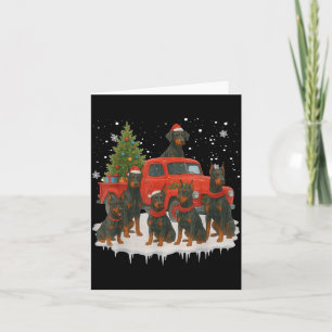 Doberman Nscher Dog Red Truck Christmas Tree Santa Card