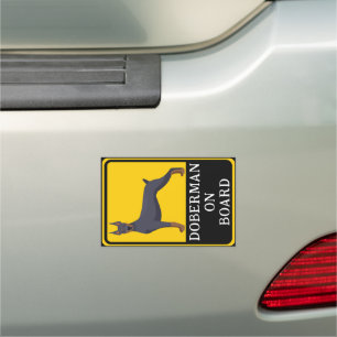 Doberman on Board Car Magnet