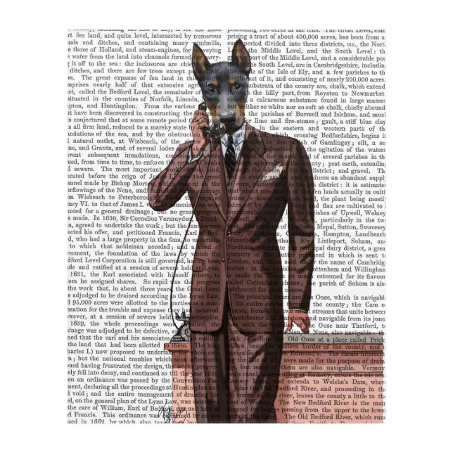 Doberman on Phone Acrylic Print (Front)