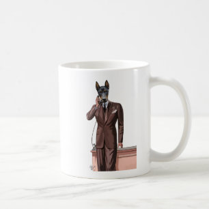 Doberman on Phone Coffee Mug