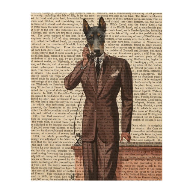 Doberman on Phone Wood Wall Decor (Front)