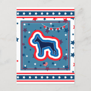 Doberman Patriotic Red White And Blue 4th Of July Holiday Postcard