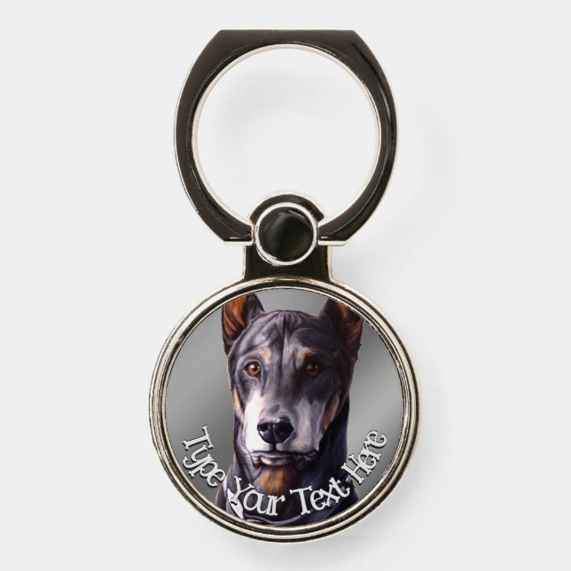 Doberman Phone Holder & Stand Dog Art Phone Grips (Front)