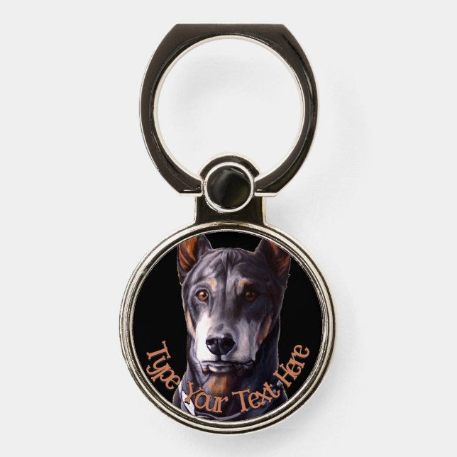 Doberman Phone Holder & Stand Dog Art Phone Grips (Front)