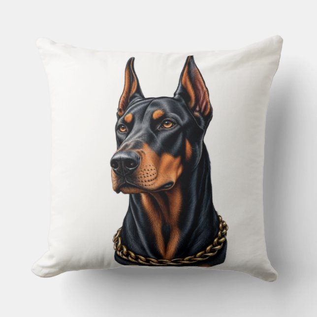 Doberman Pilllow Throw Pillow (Front)