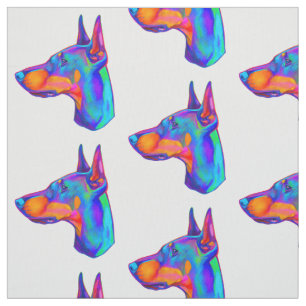 Doberman Pincher in Colors Fabric