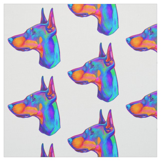 Doberman Pincher in Colors Fabric (Swatch)
