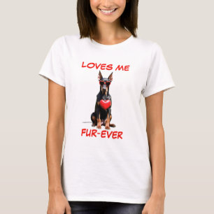 Doberman Pincher Red Heart Heart-Shaped Sunglasses T-Shirt