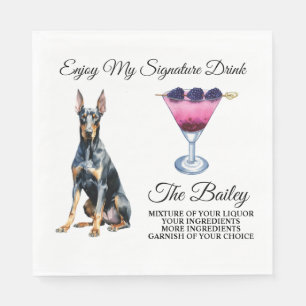 Doberman Pincher Wedding Signature Drink Napkins