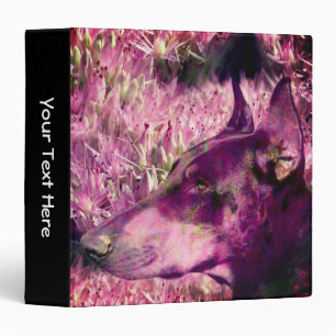 Doberman Pink Flowers Fantasy Art Personalized 3 Ring Binder