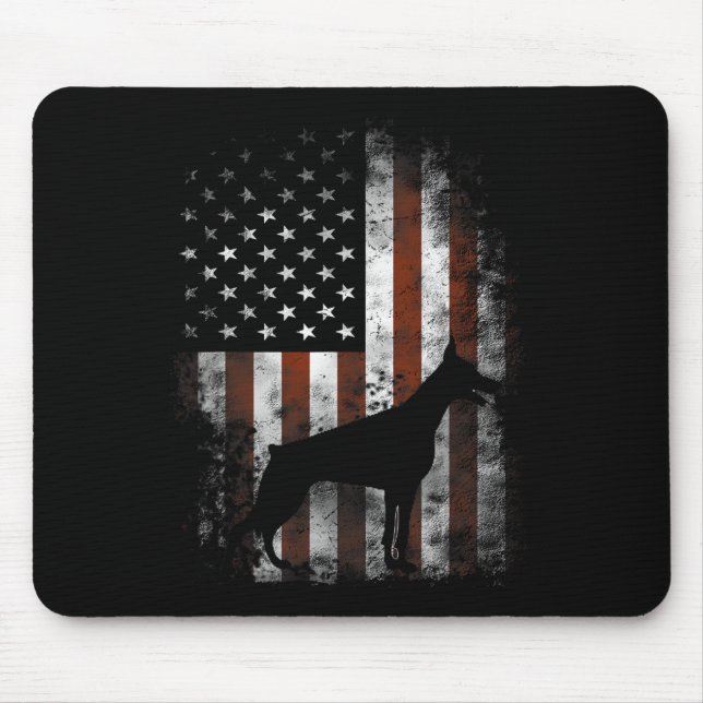 Doberman Pinscher American Flag Patriotic Gifts  Mouse Pad (Front)