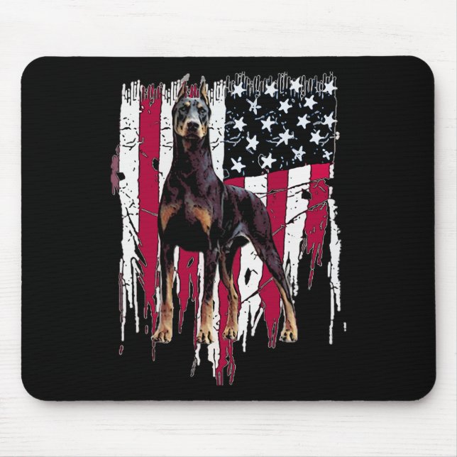 Doberman Pinscher American Flag Usa Awesome  Mouse Pad (Front)