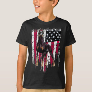Doberman Pinscher American Flag Usa Awesome  T-Shirt