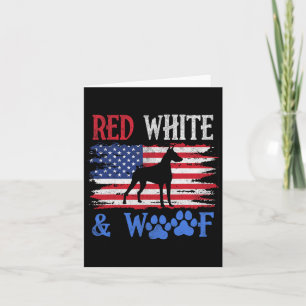 Doberman Pinscher American Flag Usa Red White And  Card