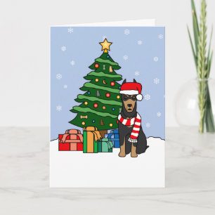Doberman Pinscher and Christmas Tree Holiday Card