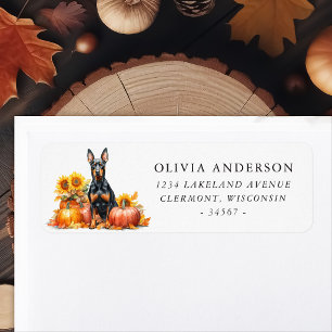 Doberman Pinscher Autumn Pumpkin Label