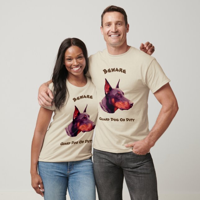 Doberman Pinscher Beware Funny  T-Shirt (Unisex)