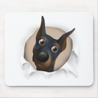 Doberman Pinscher (Black and Tan) Busting Out Mouse Pad