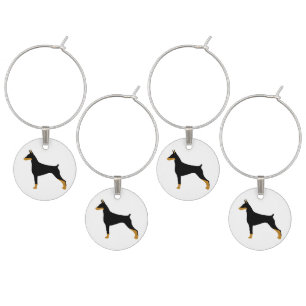 Doberman Pinscher black and tan silo.png Wine Charm