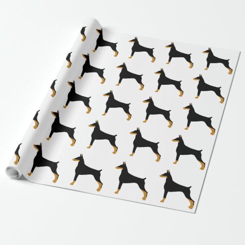 Doberman Pinscher black and tan silopng Wrapping Paper