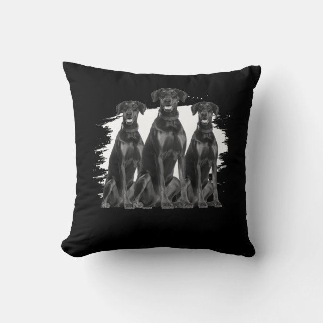 Doberman Pinscher Black Dog Owner Pet Animal Lover Throw Pillow (Front)