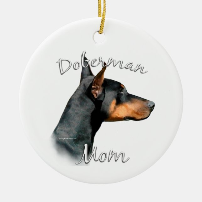 Doberman Pinscher (blk) Mom 2 Ceramic Ornament (Front)