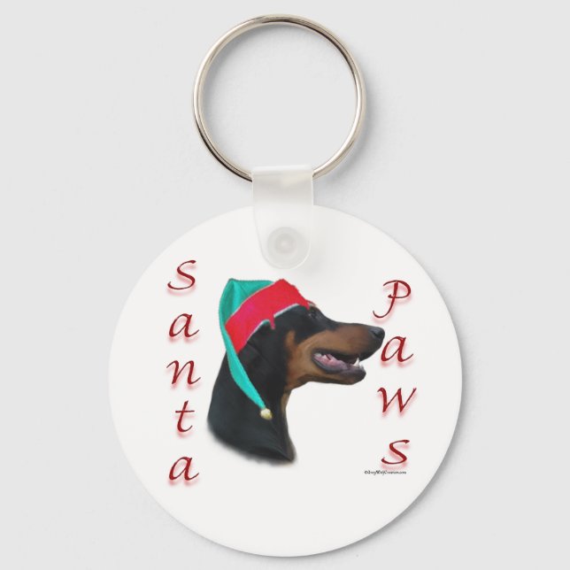 Doberman Pinscher (blk) Santa Paws Keychain (Front)