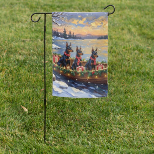 Doberman Pinscher Christmas Boat Holiday Garden Flag